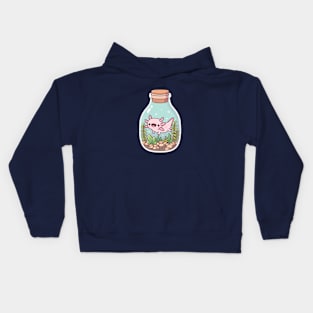 Cute Happy Axolotl In Bottle Aquarium Kids Hoodie